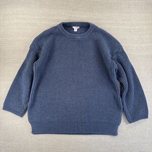 VTG Bongo Chunky Knit Sweater 90s Y2k Cotton Denim Blue Large Split Hem